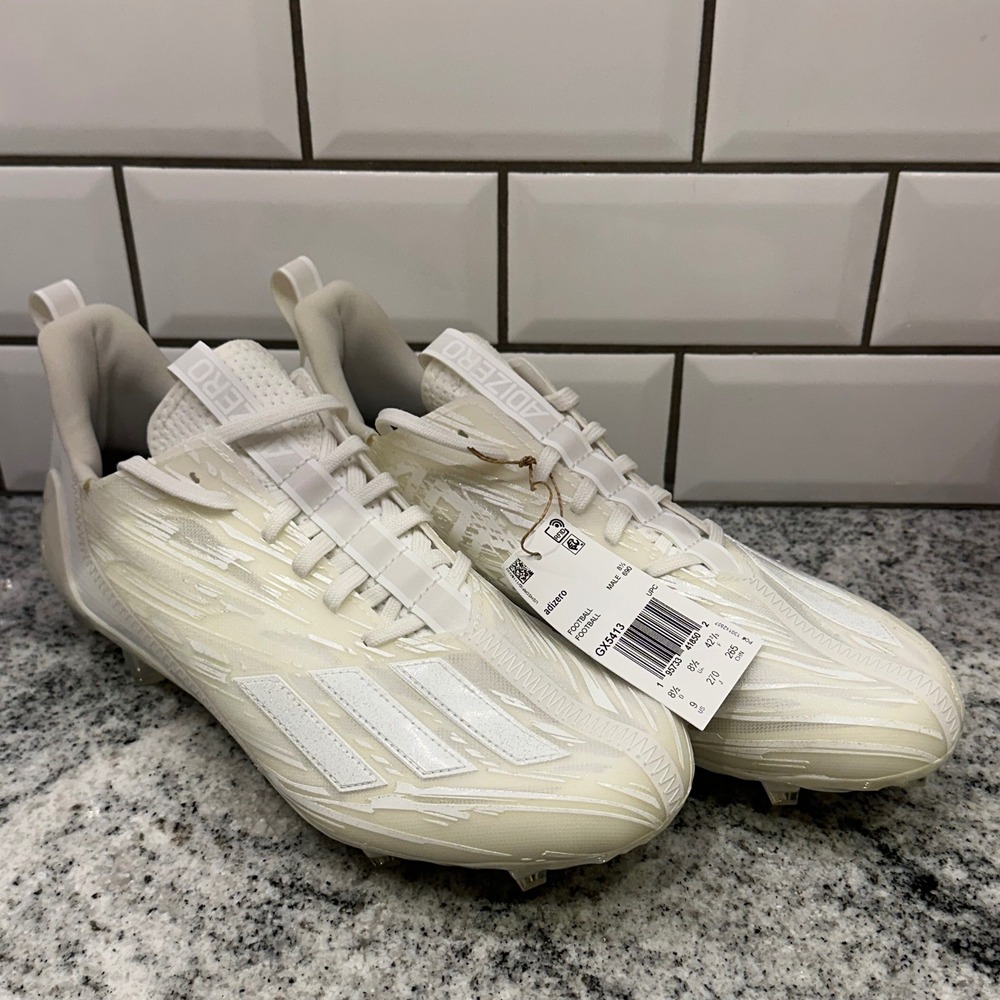 Adidas Mens 8.5 Adizero Football Cleats White GX5413 Lightweight Athletic Speed